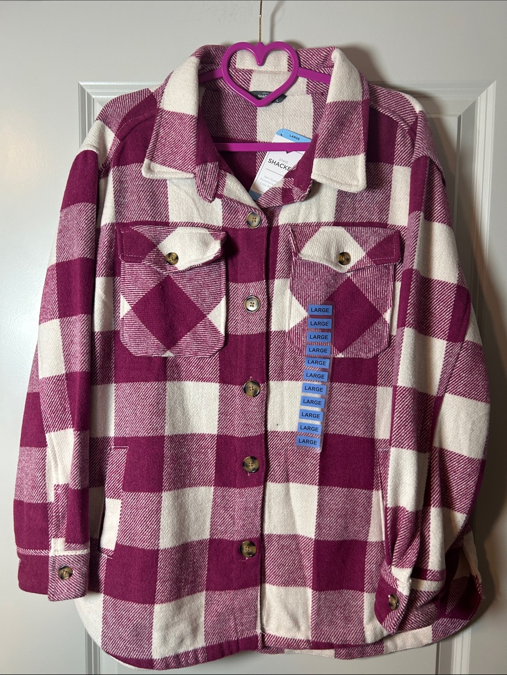 Magenta & Cream Buffalo Plaid Shacket